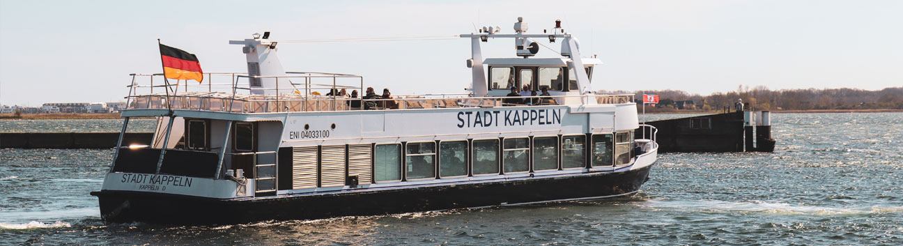 Unser Schiff MS Stadt Kappeln: Schiffsdaten und Informationen zum Aufenthalt an Bord